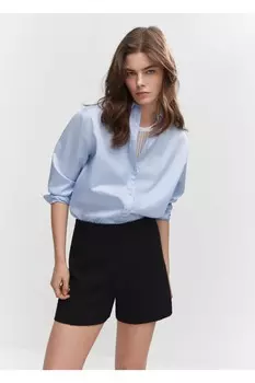 Шорты прямого кроя с высокой талией Mango, черный