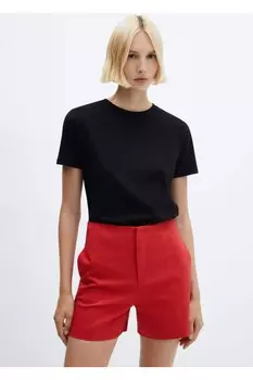 Шорты прямого кроя с высокой талией Mango, красный