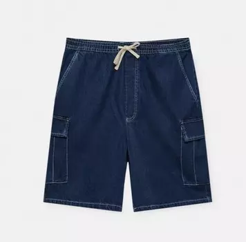 Шорты Pull&Bear Denim Cargo Bermuda, тёмно-синий