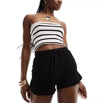 Шорты Pull&Bear Drawstring Waist Runner, черный