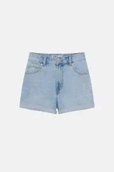 Шорты Pull&Bear High Waist Denim, голубой