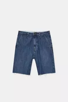 Шорты Pull&Bear Wide-leg Denim Bermuda With Darts, синий