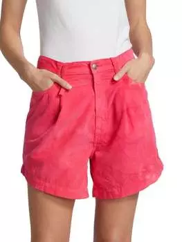 Шорты R13 Damon плиссированные с высокой посадкой, розовый