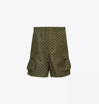 Шорты Regular-Fit из хлопкового жаккарда с монограммным узором Gucci, белый