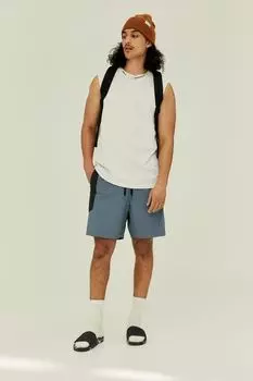 Шорты Regular Fit из нейлона в стиле колор-блок H&amp;M, стальной синий/темно-серый