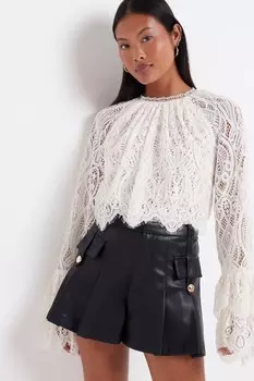 Шорты River Island из искусственной кожи, черный