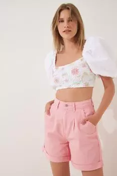 Шорты - Розовый - Высокая талия Happiness stanbul, розовый