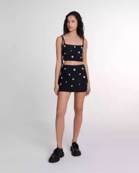 Шорты с эффектом trompe l'oeil и стразами Maje, черный