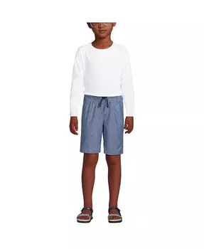 Шорты с эластичной резинкой на талии для больших мальчиков Husky Lands' End, синий