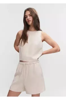 Шорты с эластичной резинкой на талии Mango, экрю