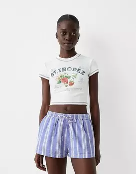 Шорты с эластичным поясом Bershka, голубой