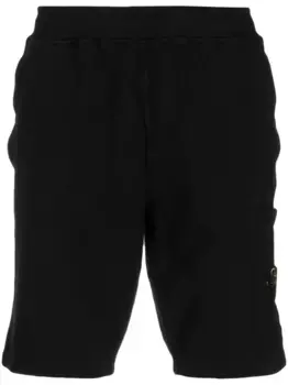Шорты с эластичным поясом и нашивкой-логотипом Stone Island, черный