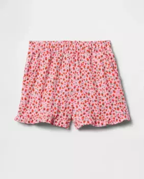 Шорты с эластичным поясом, косыми боковыми карманами и оборкой по низу Gap, коралловый