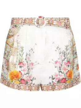 Шорты с цветочным принтом Camilla, белый