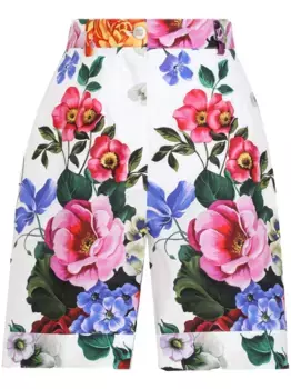 Шорты с цветочным принтом DOLCE & GABBANA, белый