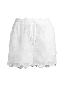 Шорты с цветочным принтом и люверсами Milly, белый
