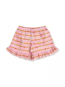 Шорты с цветочным принтом в полоску Versace Kids, розовый