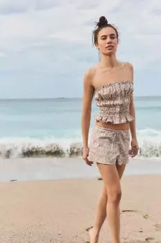 Шорты с цветочным принтом ZARA, цвет Lilac/White