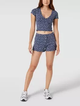 Шорты с цветочным узором по всей поверхности Review, неоново-синий