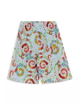 Шорты с цветочным узором Versace Kids, синий