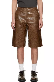 Шорты с двойными наколенниками из искусственной кожи Andersson Bell, коричневый