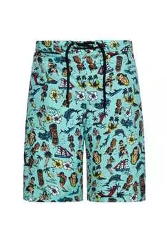 Шорты с гавайским принтом hawaii по всей поверхности King Kerosin, зеленый
