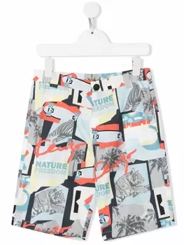 Шорты с графичным принтом Kenzo Kids, синий