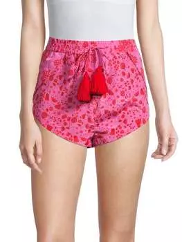 Шорты с Кисточками Rococo Sand с принтом и завязками, розовый