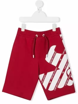 Шорты с кулиской и логотипом Emporio Armani Kids, красный