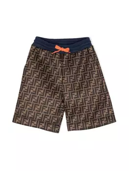 Шорты с кулиской и логотипом FF Fendi Kids, коричневый