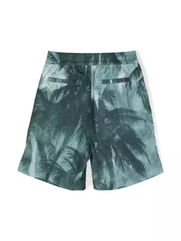 Шорты с кулиской и принтом Emporio Armani Kids, зеленый