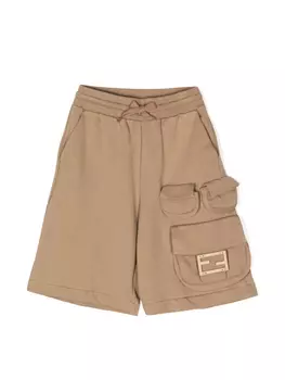 Шорты с логотипом FF Fendi Kids, коричневый
