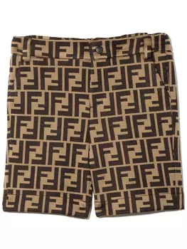 Шорты с логотипом FF Fendi Kids, коричневый