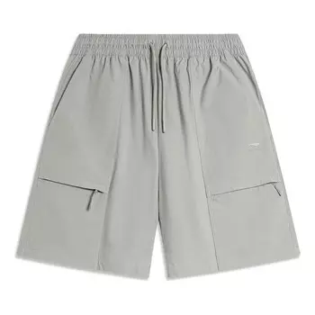 Шорты с логотипом, водонепроницаемые, свободного покроя Li-Ning, серый