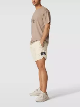 Шорты с нашивкой-лейблом, модель WOVEN Calvin Klein Jeans, песочный