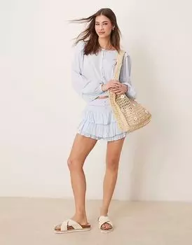 Шорты с оборками ASOS DESIGN светло-голубого цвета