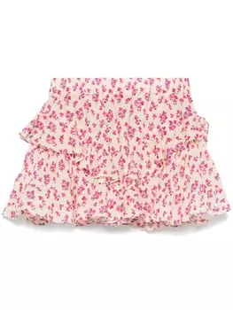 Шорты с оборками и принтом PNK, нейтральный цвет