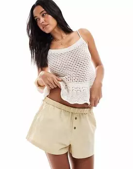 Шорты с отворотом на талии ASOS DESIGN цвета верблюжьей шерсти