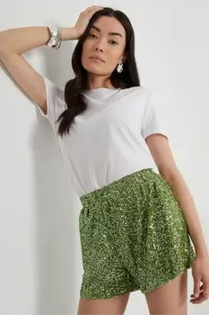 Шорты с пайетками Threadbare, зеленый