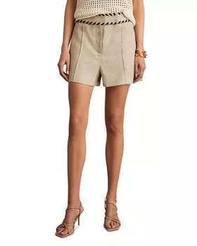 Шорты с плетёным поясом Fawn Linen REISS, коричневый/бежевый