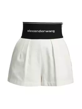 Шорты с полосками и логотипом на талии Alexander Wang, белый