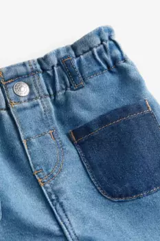 Шорты с поясом из бумажного пакета H&M, синий