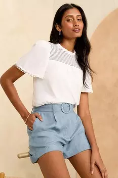 Шорты с поясом из тенселя Love & Roses, синий