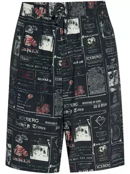 Шорты с принтом «Айсберг» Iceberg, черный