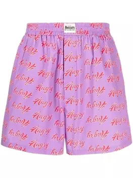 Шорты с принтом Angry Natasha Zinko, фиолетовый