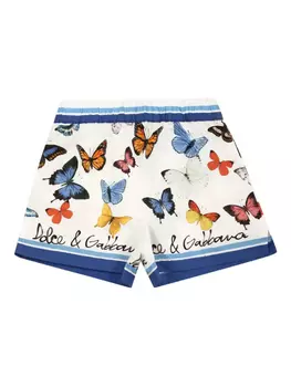 Шорты с принтом бабочек Dolce & Gabbana Kids, белый