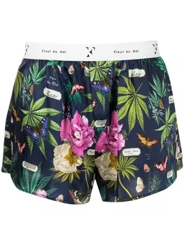 Шорты с принтом Fleur Du Mal, зеленый