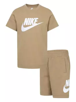 Шорты с принтом «галочка» Nike Kids (комплект из двух штук), коричневый
