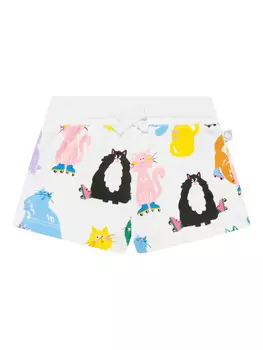 Шорты с принтом кошек по всей поверхности Stella McCartney Kids, белый