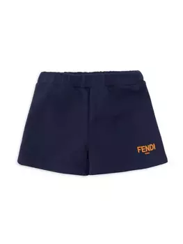 Шорты с принтом логотипа для маленьких мальчиков Fendi, темно-синий